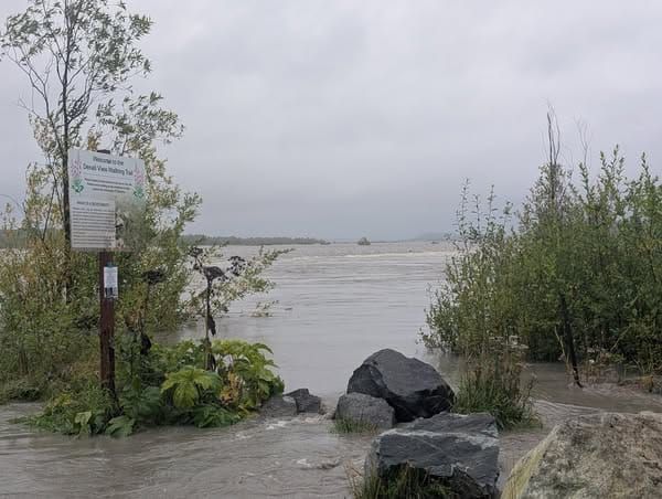 Flooding in Talkeetna at the end of Main Street