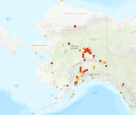 Alaska Radon Interactive Map available at https://dggs.alaska.gov/hazards/radon.html accessed January 2026.
