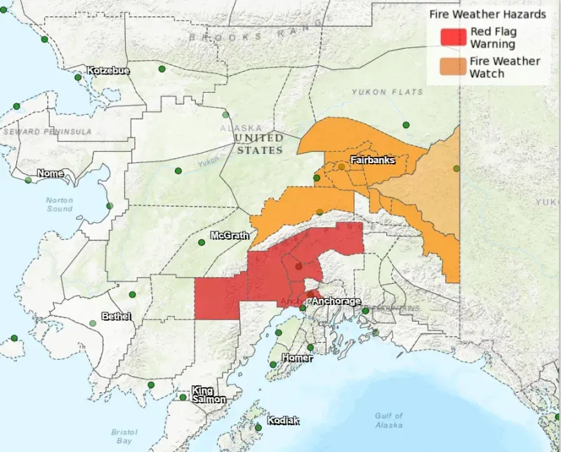 Red Flag Warning Issued for Susitna Valley