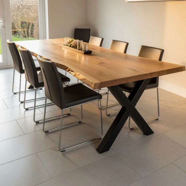 Live edge dining table colours and finishes in elm