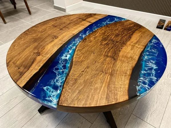 Resin river dining table care and maintenance guide surface detail