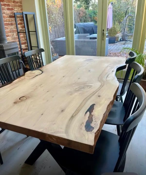 Ultra-Slim Live Edge Dining Table in Cedar  