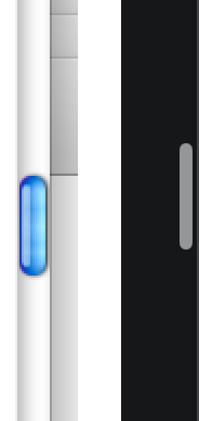The blue Aqua scrollbar from Snow Leopard next to the thin grey overlay scrollbar in current macOS