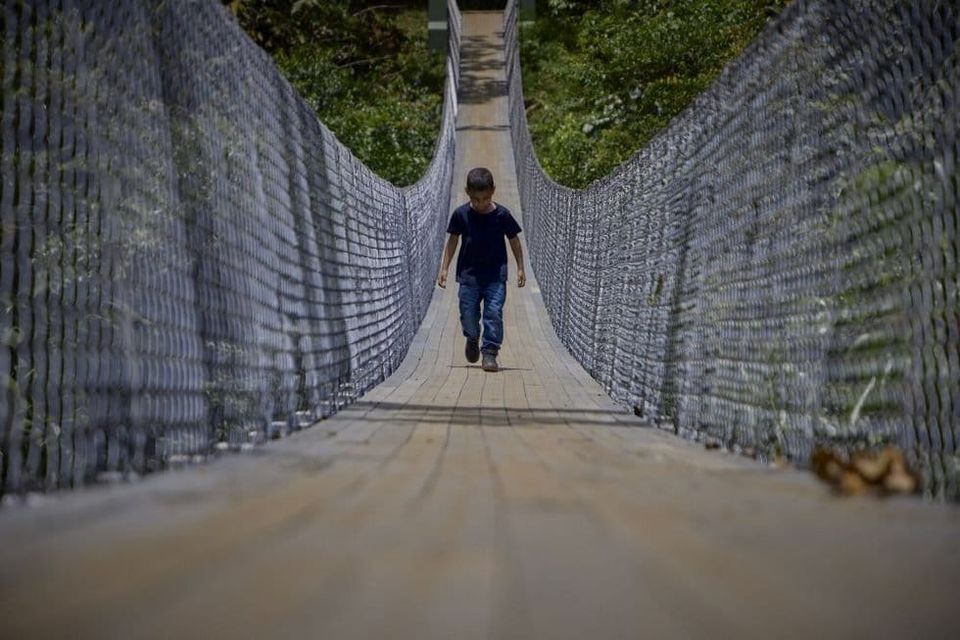 Cross the Panama Canal using a recycled plastic bridge