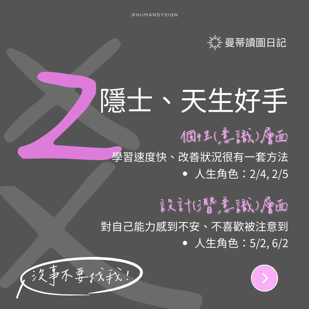 人生角色 2 爻人關鍵字：隱士、天生好手、偏執｜曼蒂人類圖