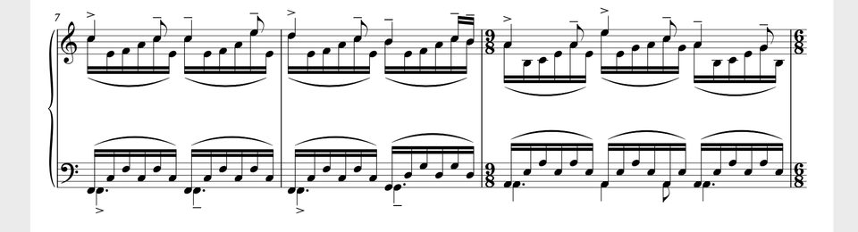 musical notes, detail from The heart asks pleasure first, Michael Nyman