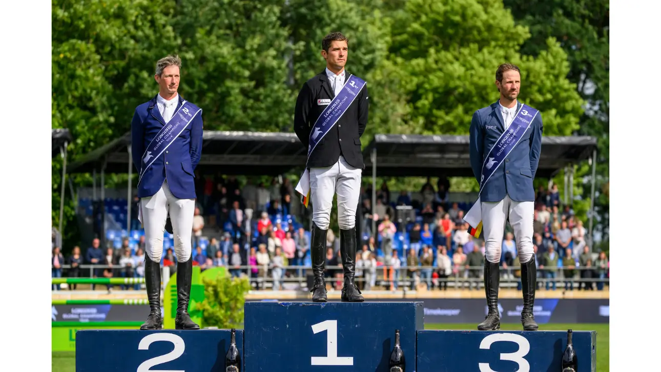 Victor Bettendorf celebra su triunfo en el Longines Global Champions Tour Grand Prix de Riesenbeck 2026