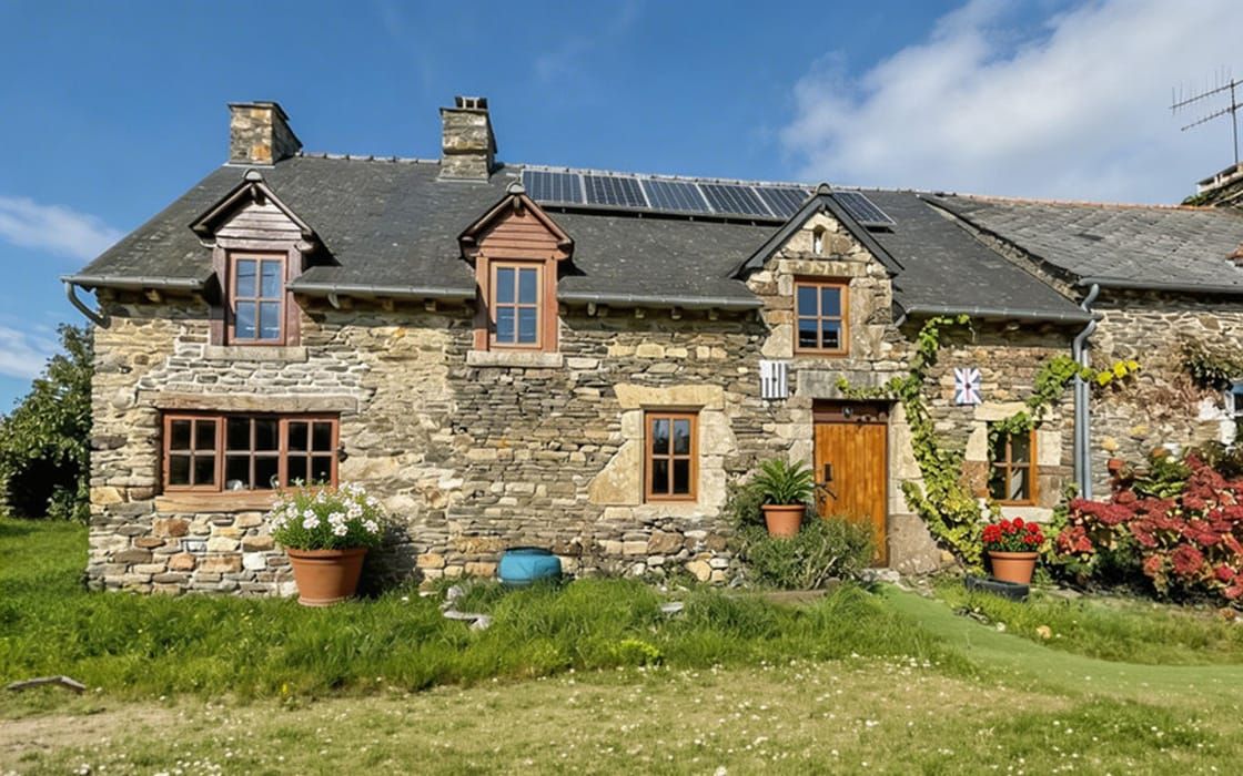 Autarkes Natursteinhaus mit Solaranlage und Holzofen in der Bretagne für 67.000€