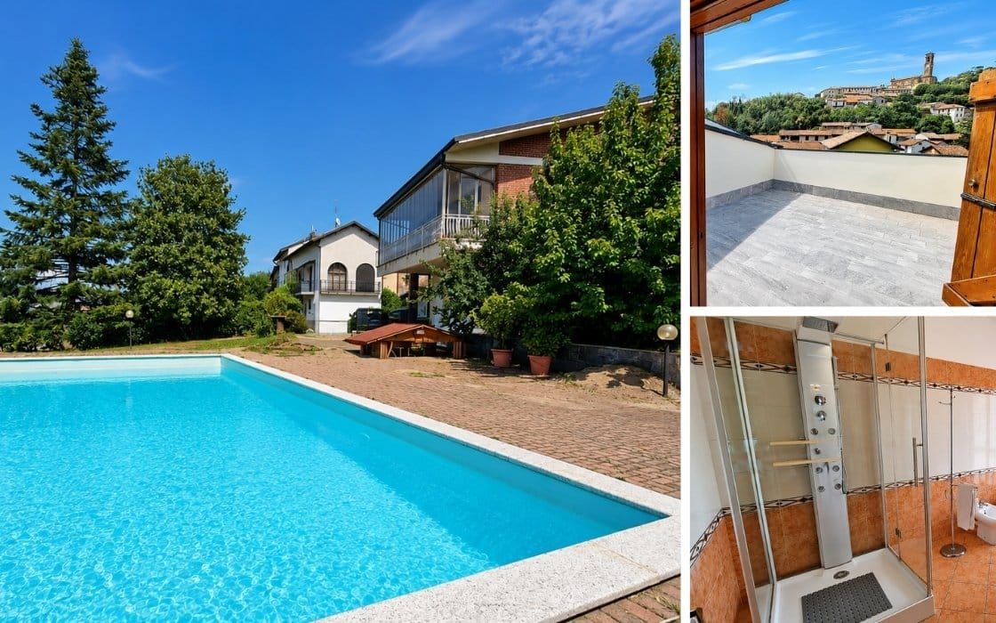 Einfamilienhaus mit Salzwasserpool und Schlossblick im Piemont für 174.000€