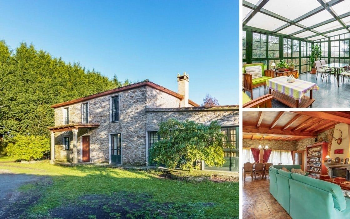 Naturstein-Landhaus mit verglaster Galerie in Galicien für 280.000€