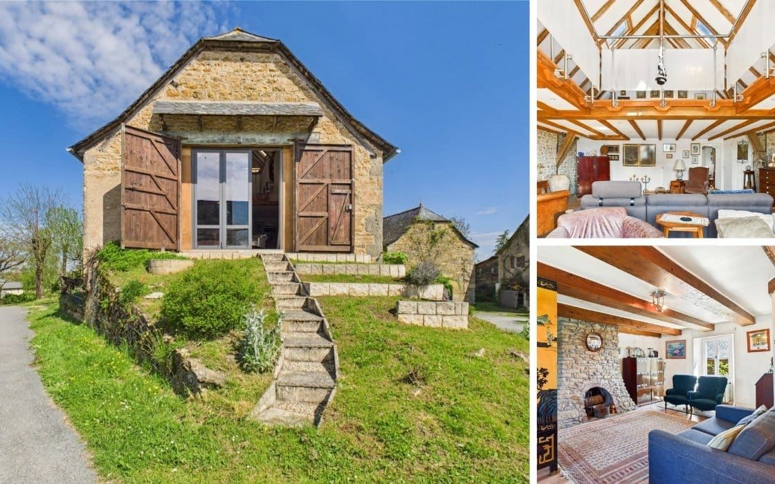 Steinscheune mit lichtdurchfluteter Galerie im Aveyron für 149.950€
