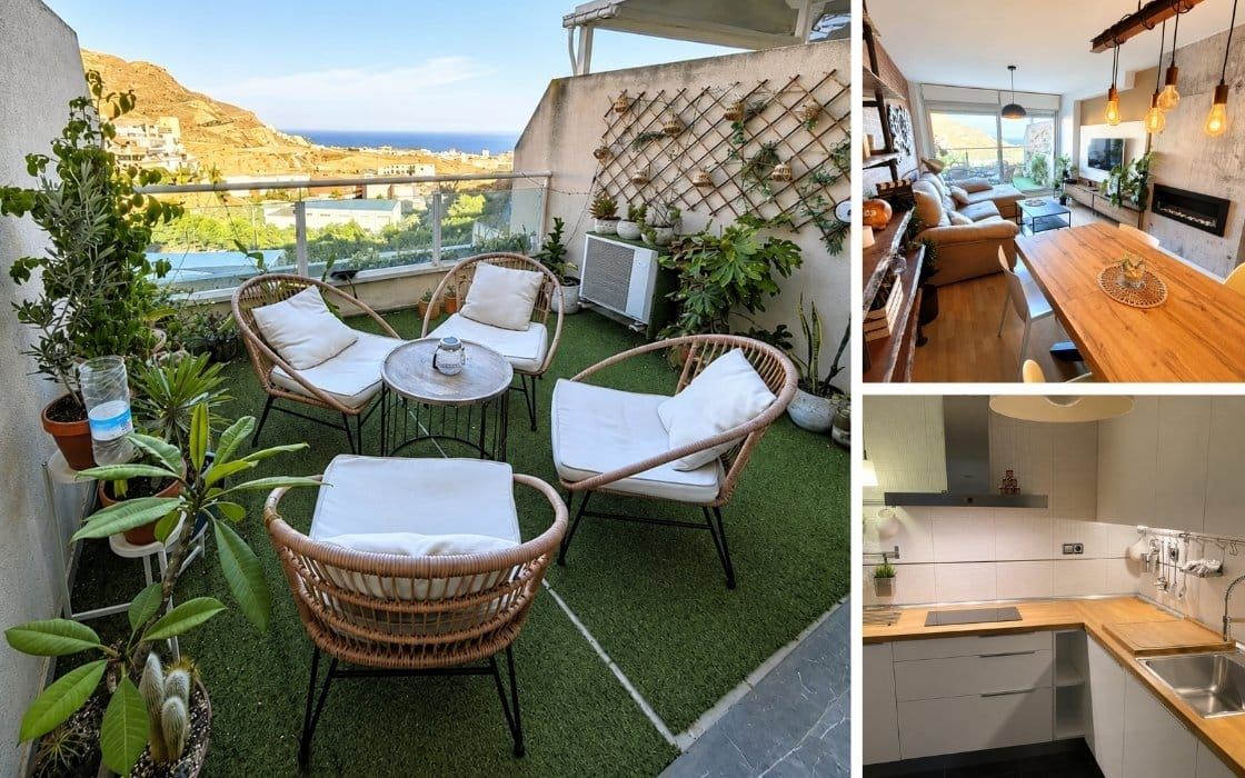Möblierte Maisonette mit zwei Terrassen, Meerblick & Pool in Almería für 199.000€