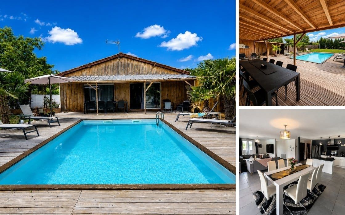 Modernes Holzhaus mit Pool und Sommerküche in der Charente für 224.000€