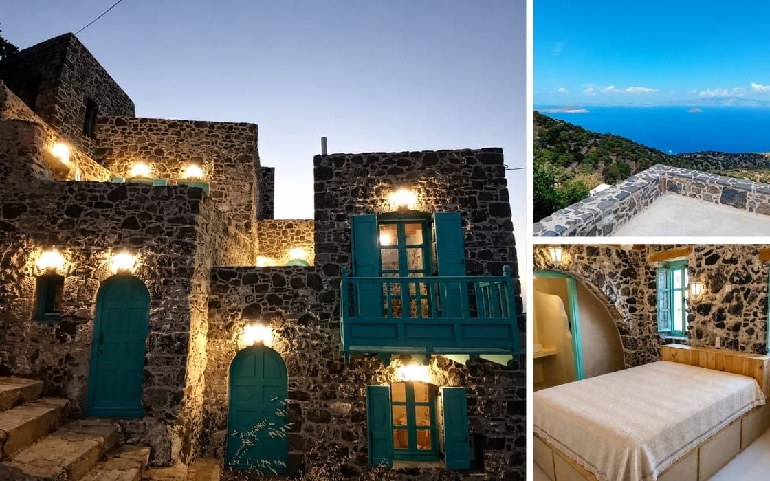 Natursteinhaus mit 50-m²-Meerblick-Panoramaterrasse auf Nisyros für 299.000€