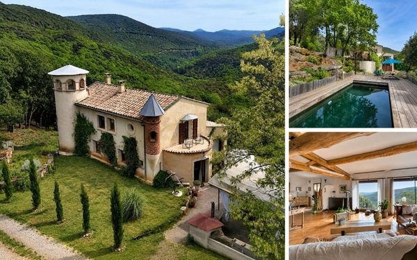Märchenhaus mit Turm, Pool & Panorama-Wohnzimmer in Okzitanien für 469.000€