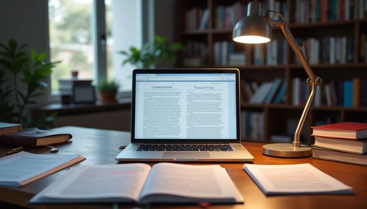 Picture of a laptop open meant to visualise comparison of grammar checkers