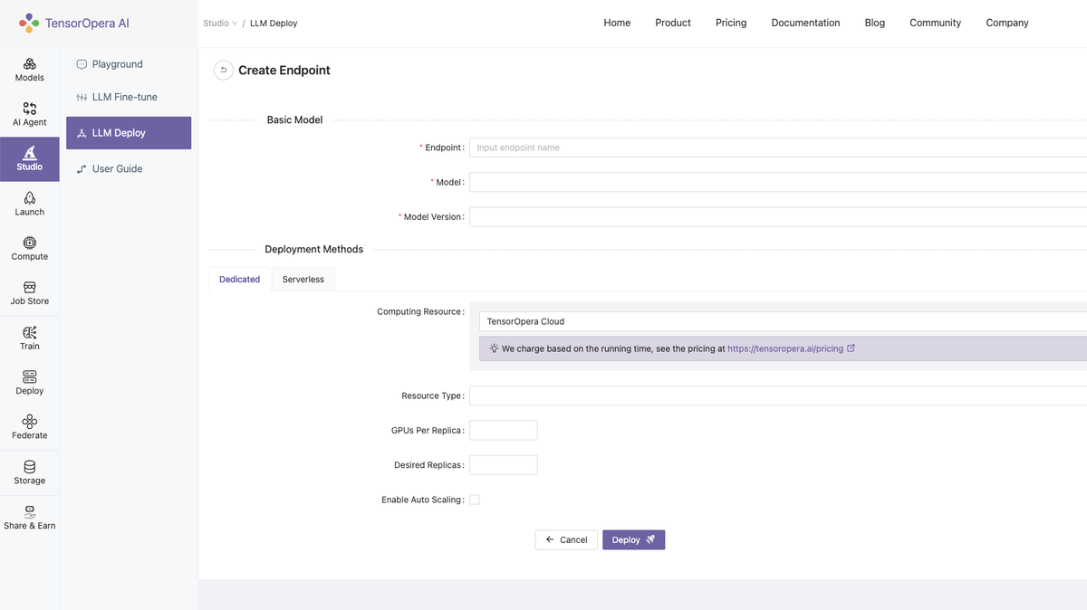 How to use TensorOpera GenAI Studio