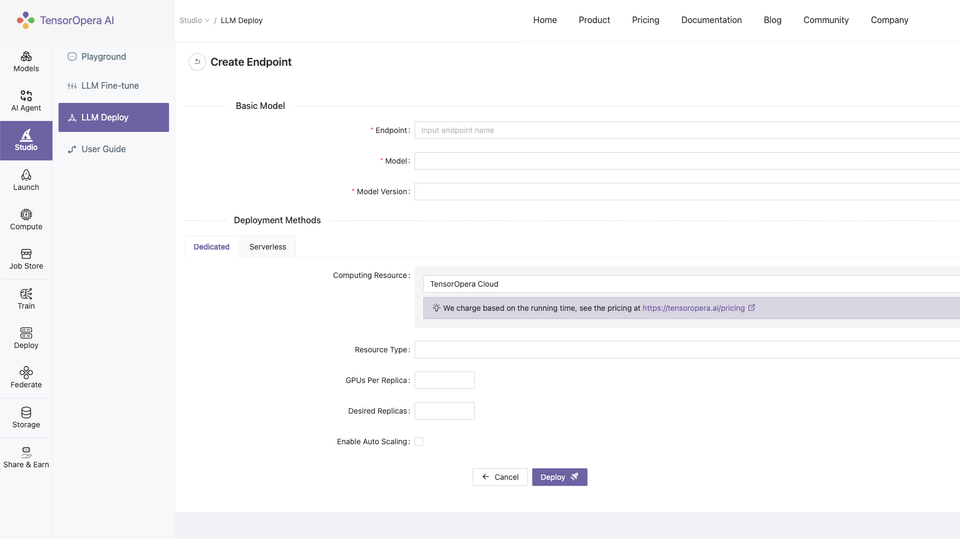 How to use TensorOpera GenAI Studio