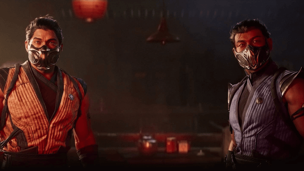 Two mortal kombat characters looking into the camera