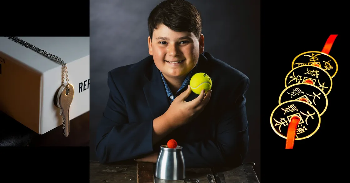 Photo of Jordan Meller with magic items