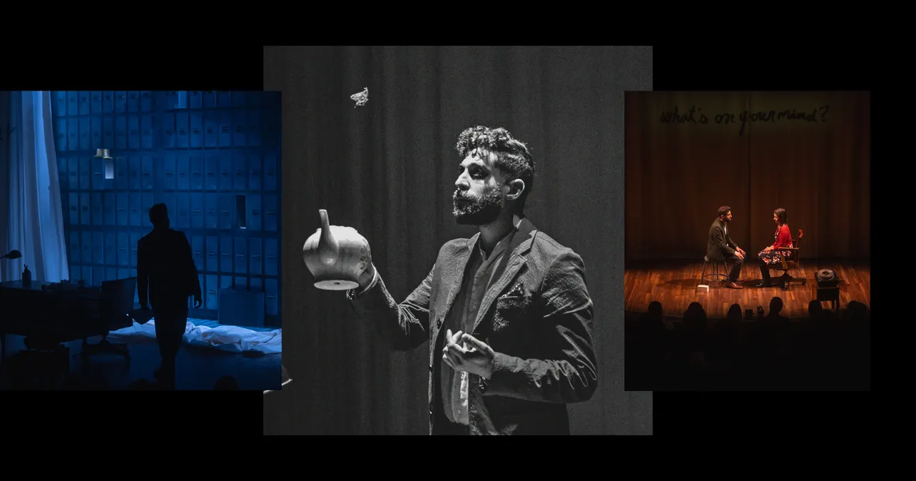 Collage of photographs from a show by Vinny DePonto