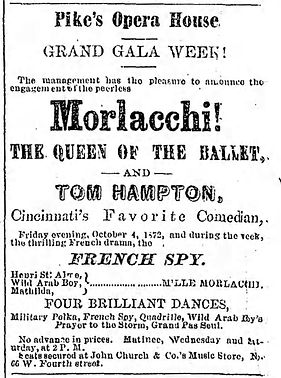Advertisement for Morlacchi in The French Spy in Cincinnati. 