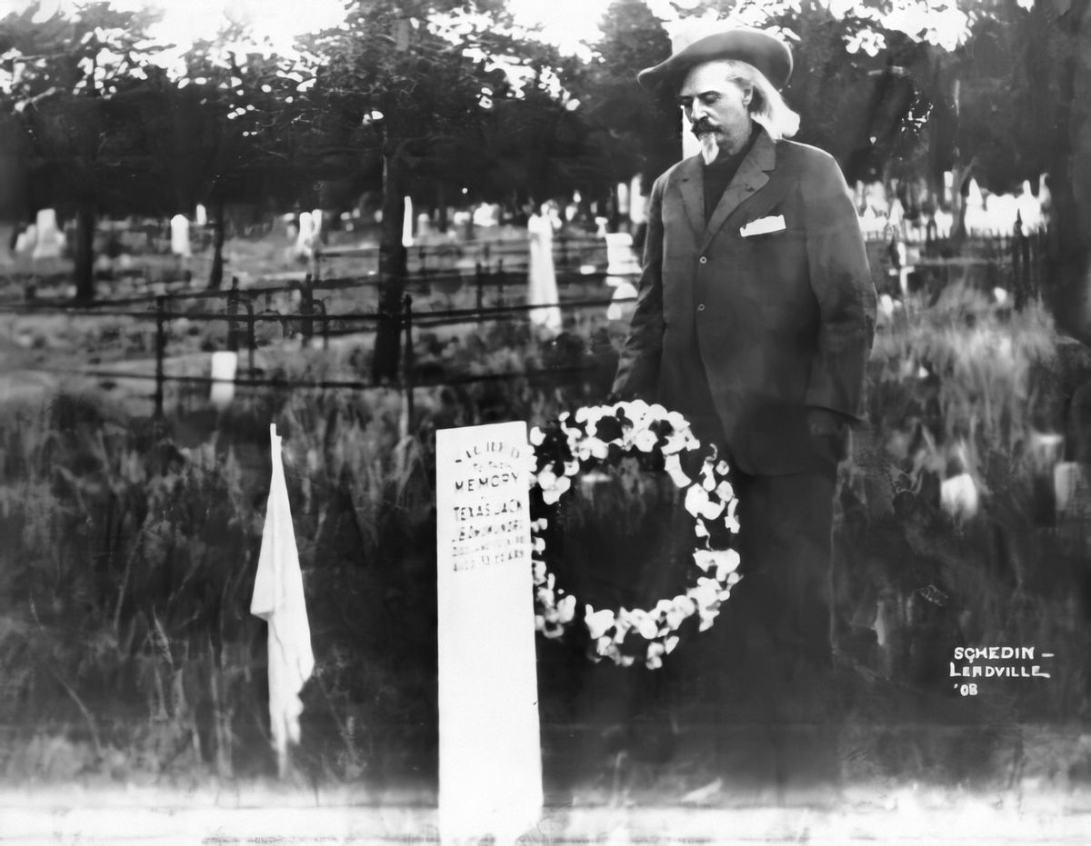 Buffalo Bill at the grave of Texas Jack