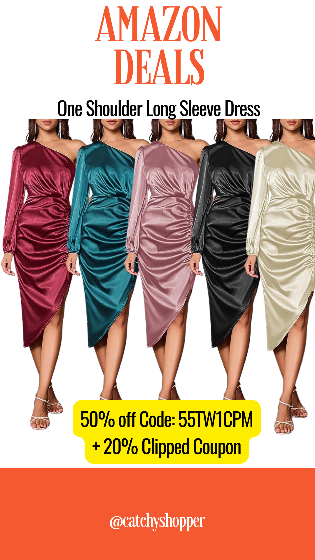 One Shoulder Long Sleeve Dress