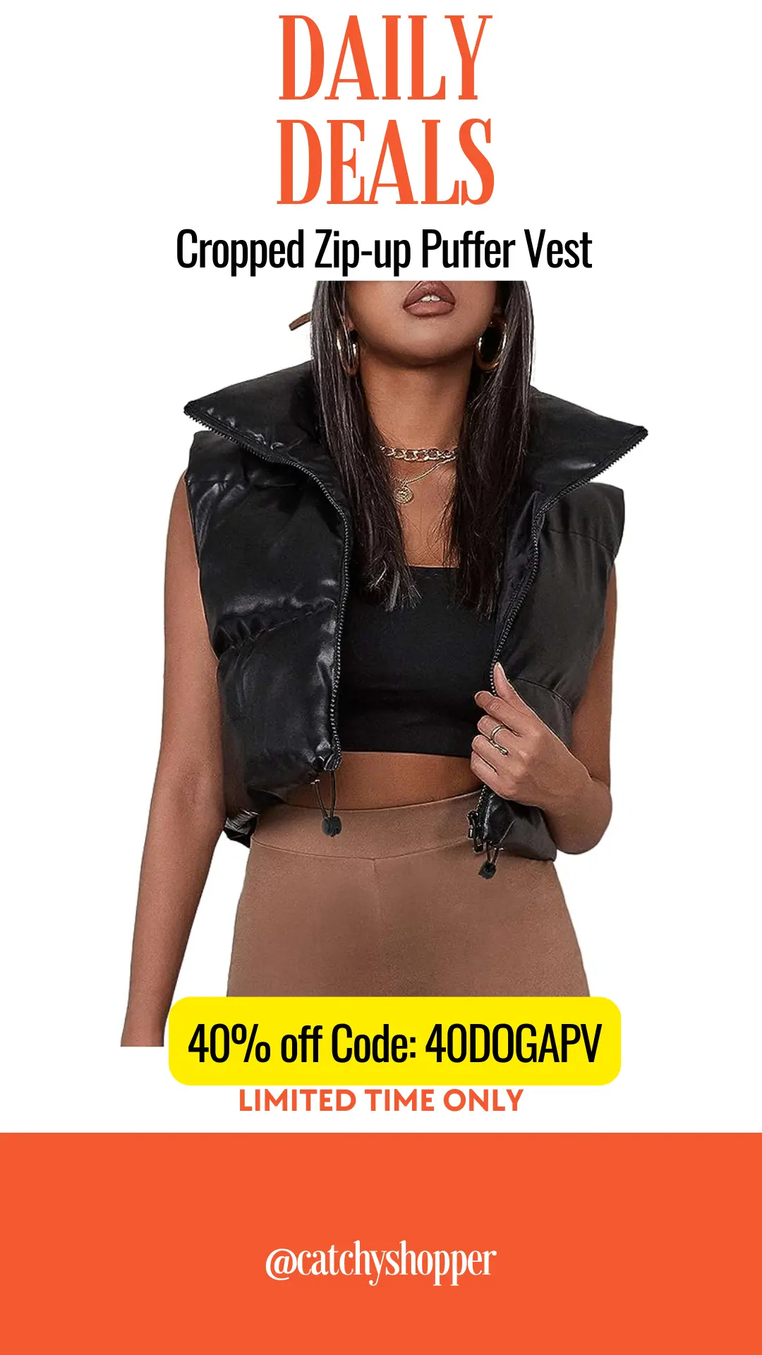 Cropped Zip-up Puffer Vest