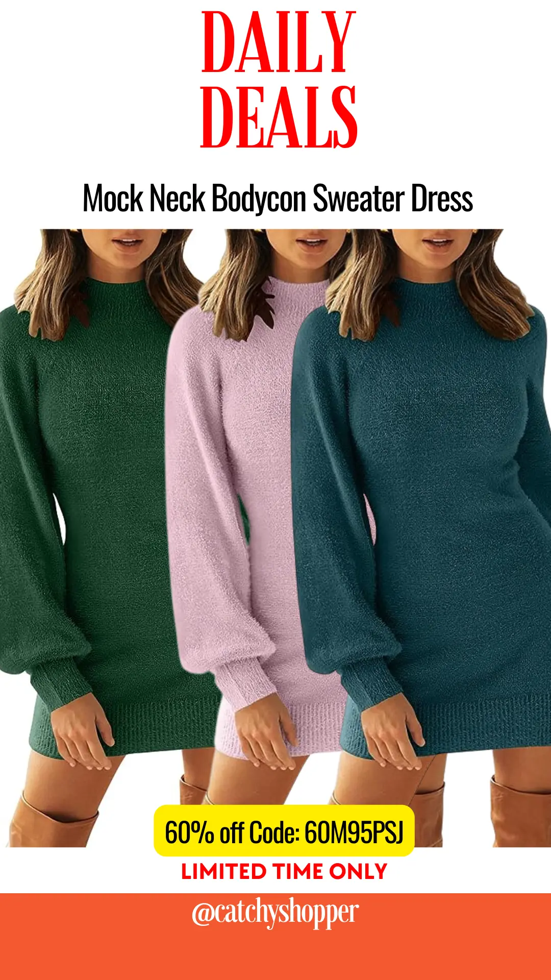 Mock Neck Bodycon Sweater Dress