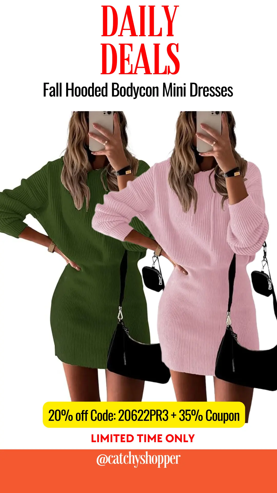 Fall Hooded Bodycon Mini Dresses 