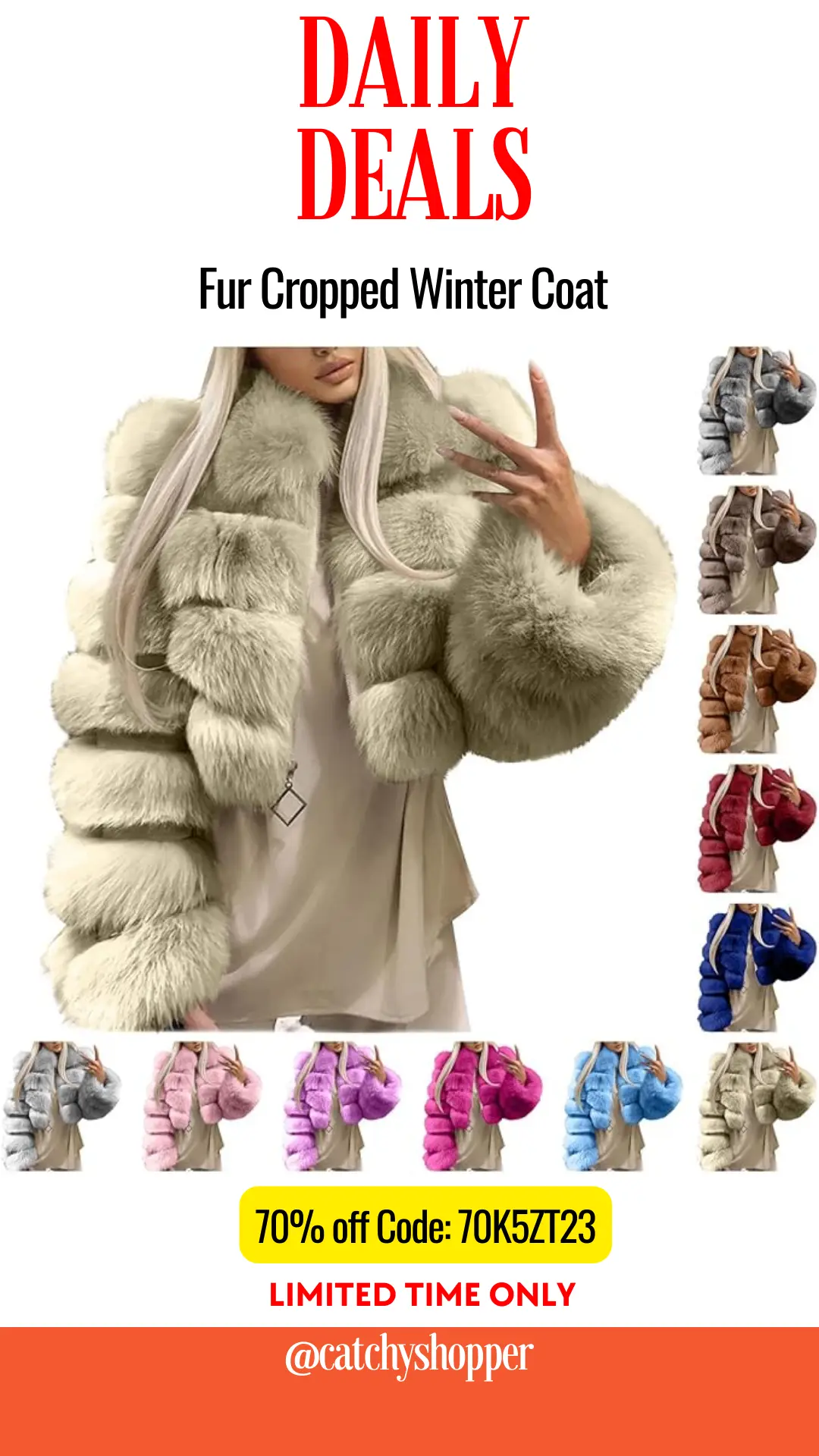 Faux Fur Cropped Winter Coat  