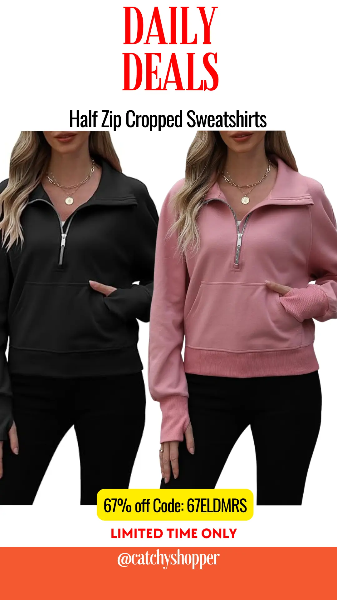 Half Zip Cropped Sweatshirts