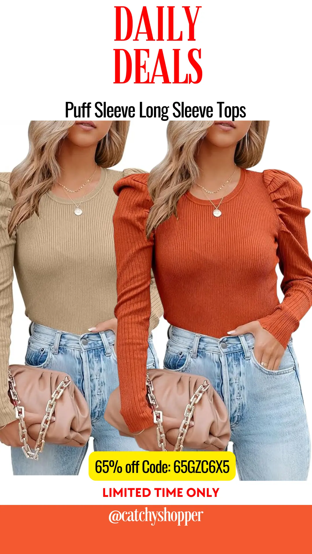 Puff Sleeve Long Sleeve Tops