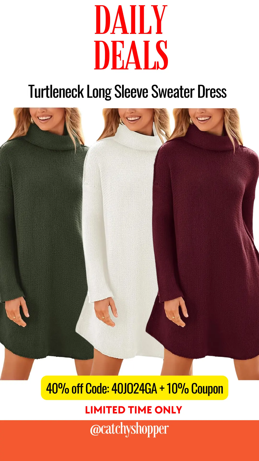 Turtleneck Long Sleeve Sweater Dress