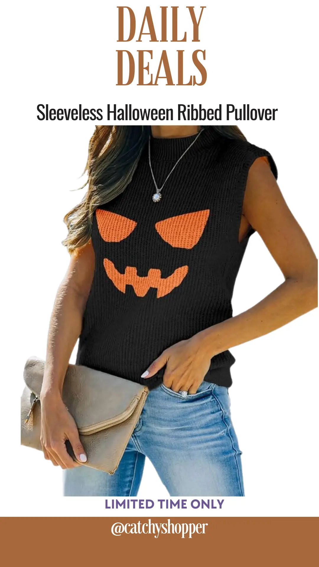 Sleeveless&nbsp; Halloween Ribbed Pullover&nbsp;