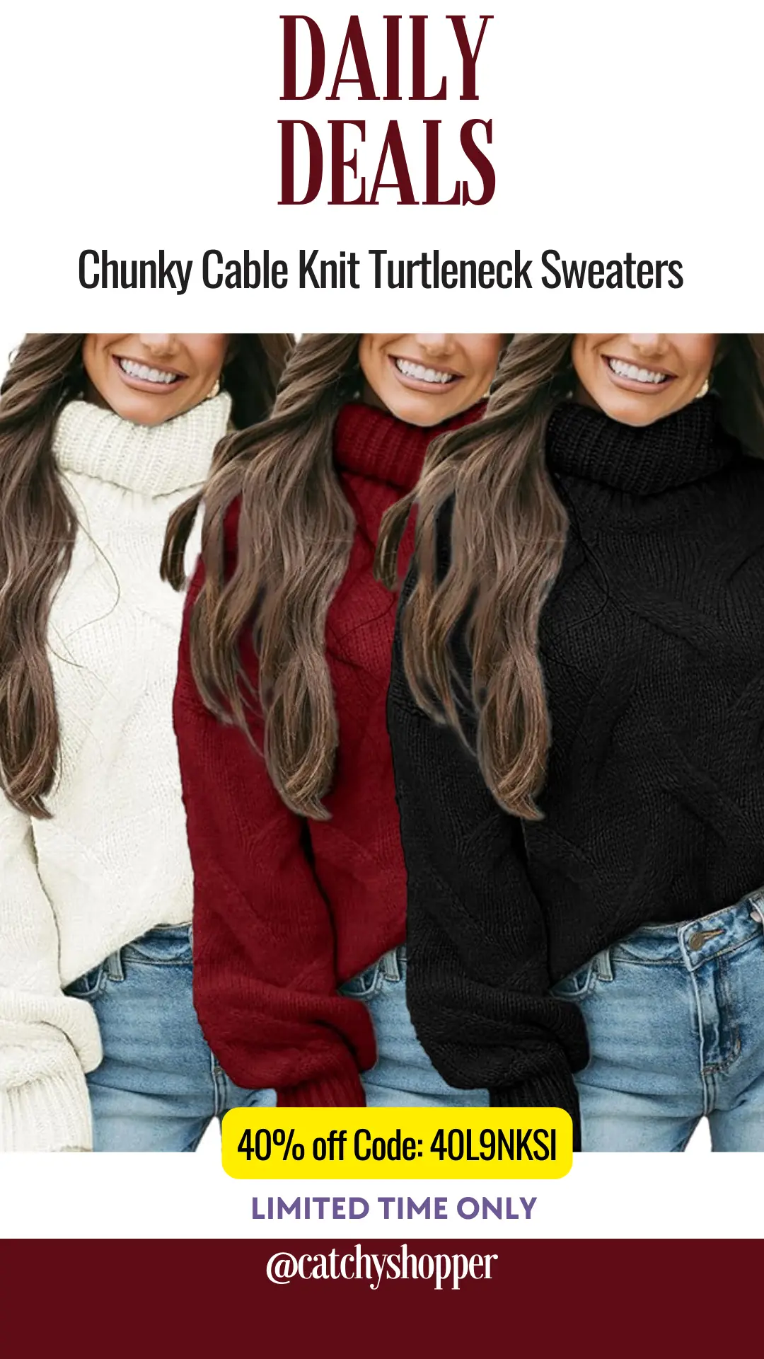 Chunky Cable Knit Turtleneck Sweaters