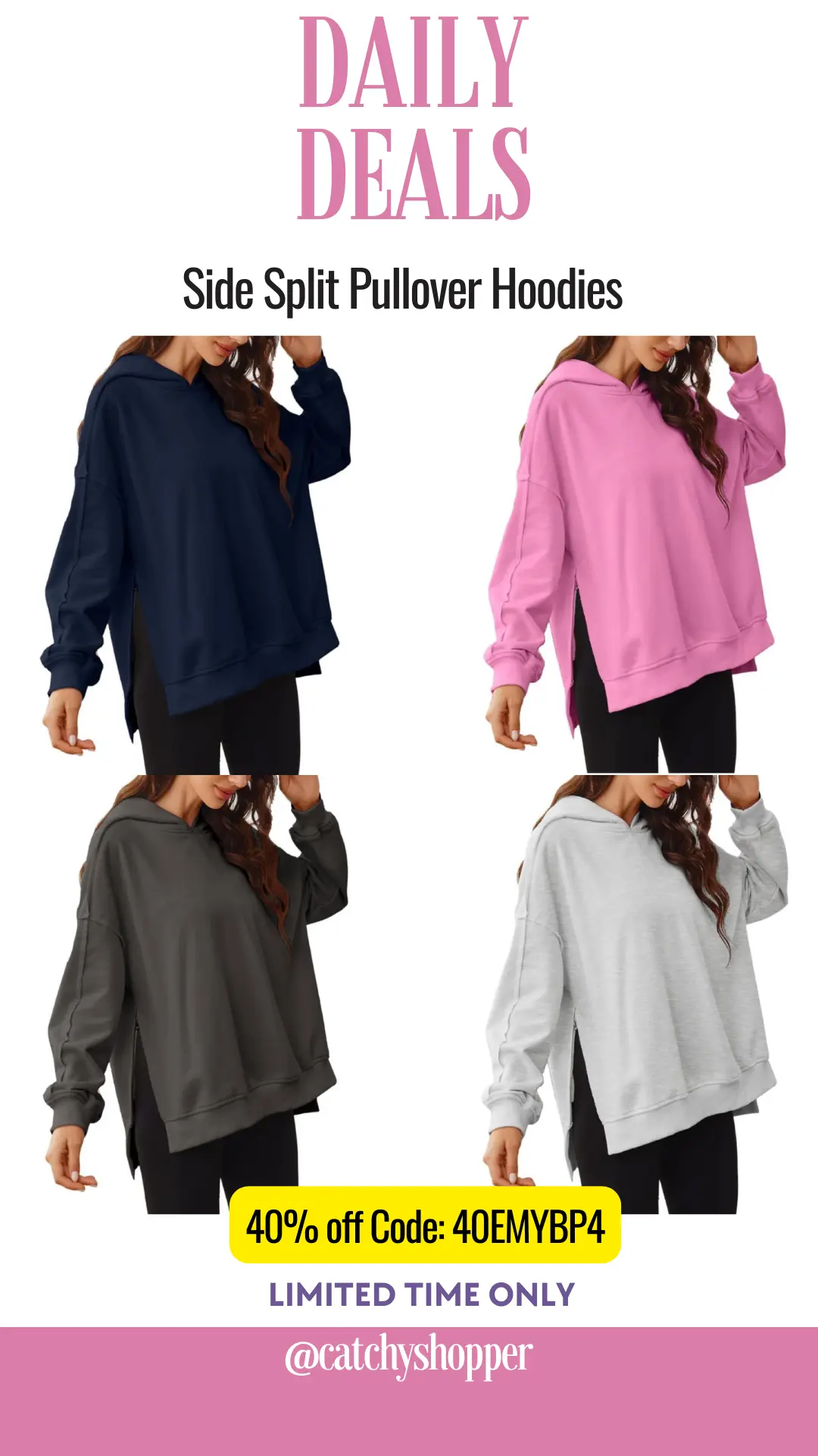 Side Split Pullover Hoodies 