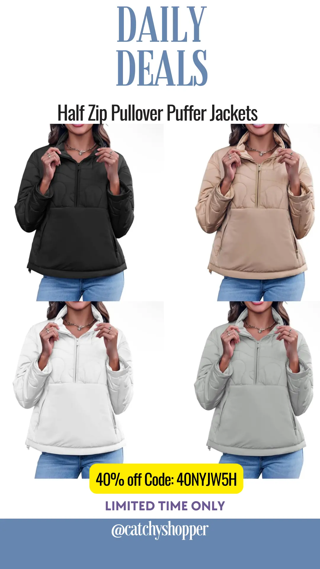 Half Zip Pullover Puffer Jackets 