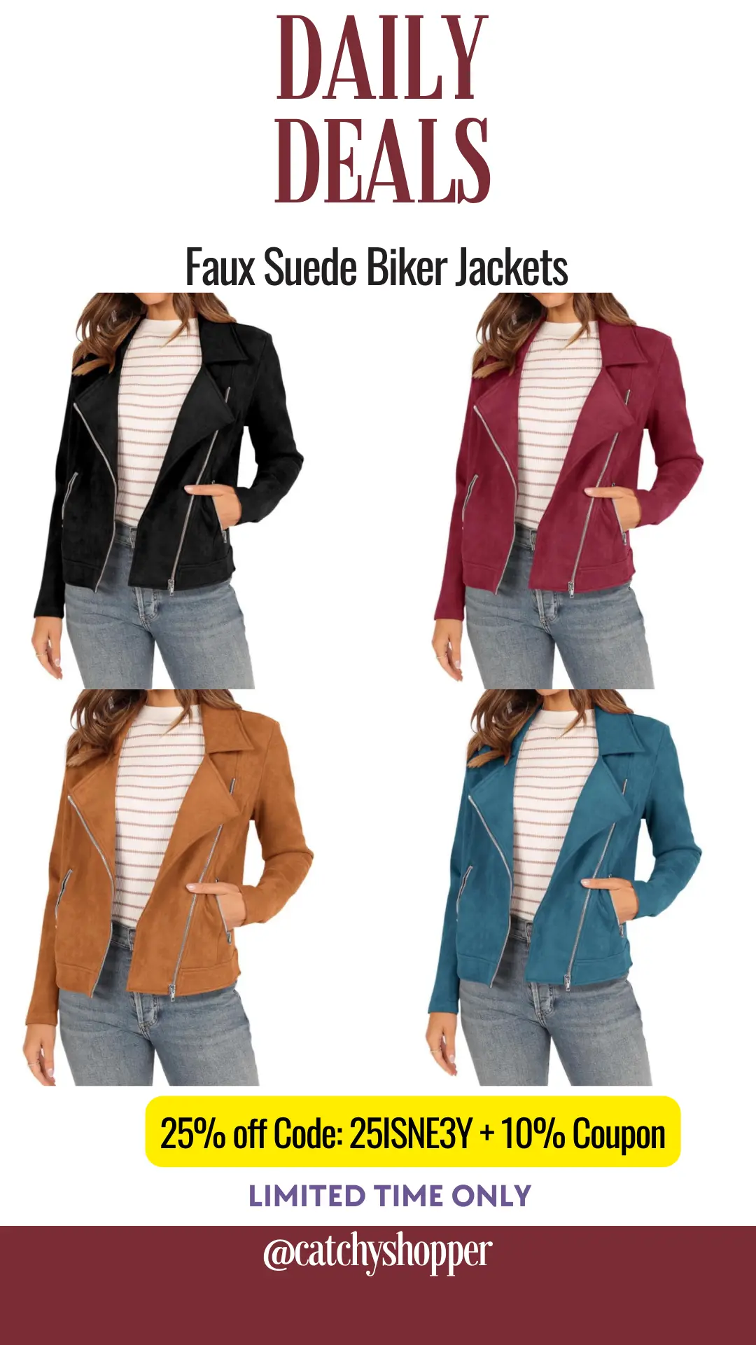 Faux Suede Biker Jackets