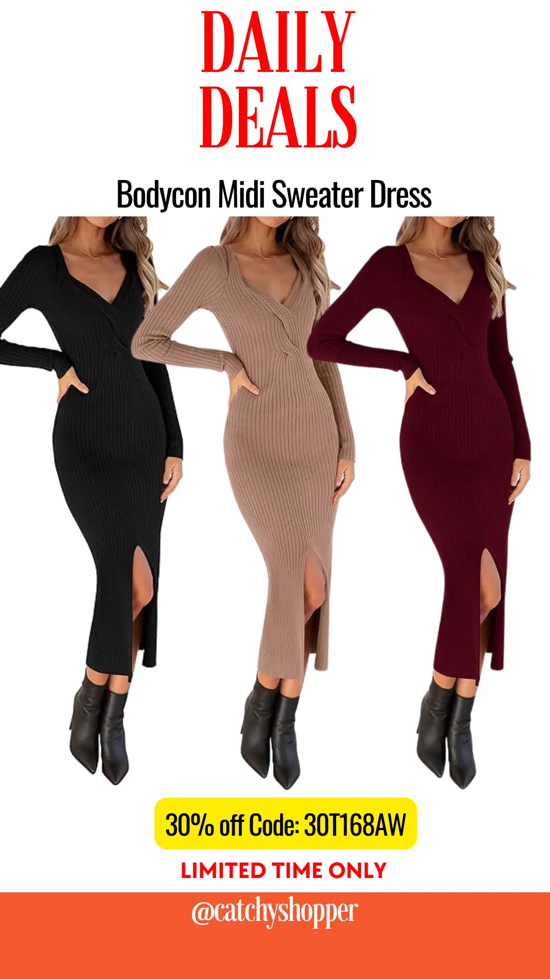Bodycon Midi Sweater Dresses 