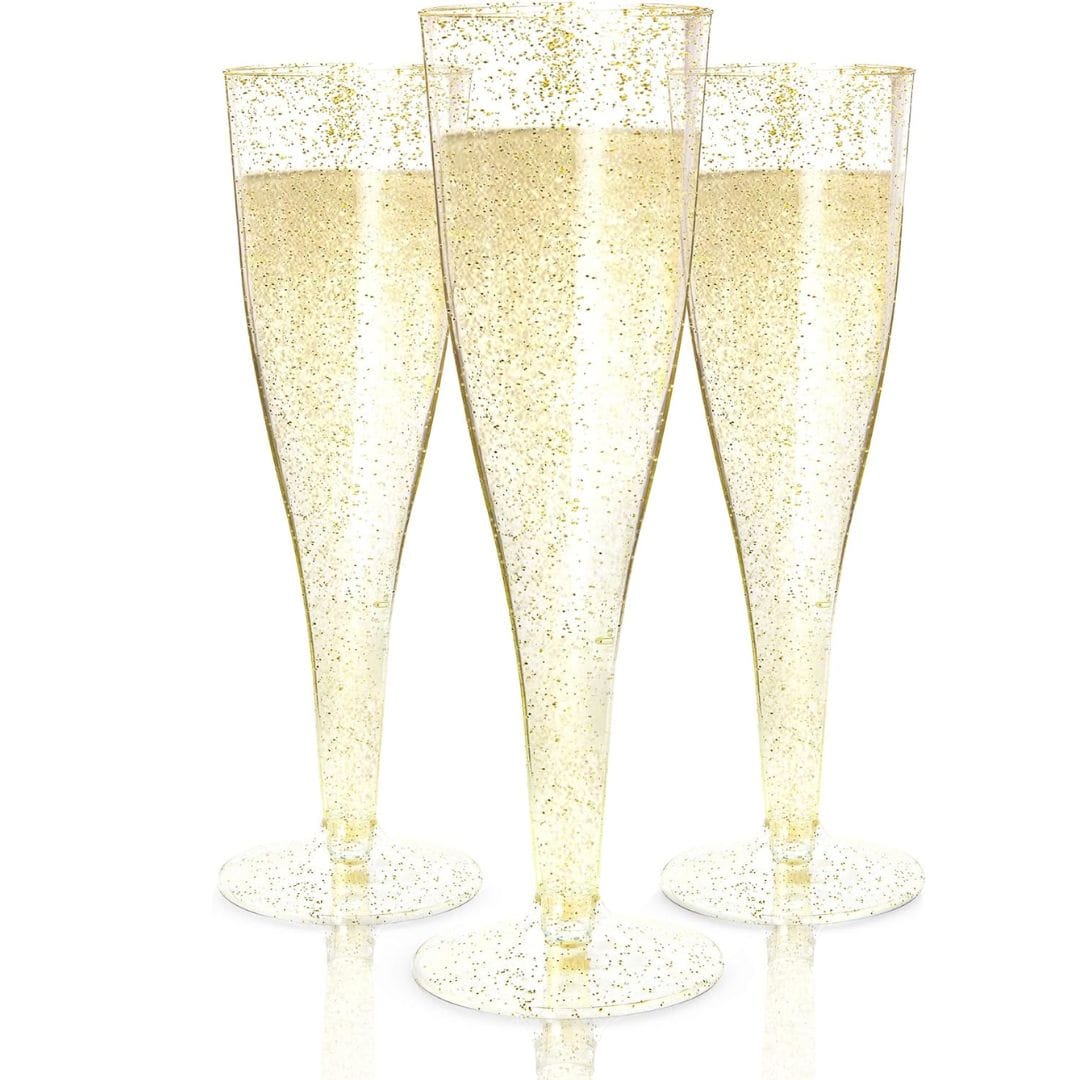 12 Plastic Champagne Glasses 