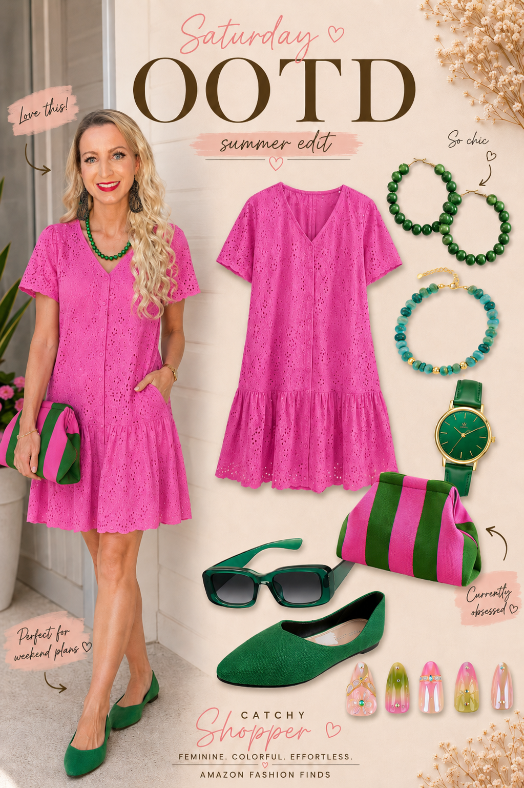 pink and green outfit ideas