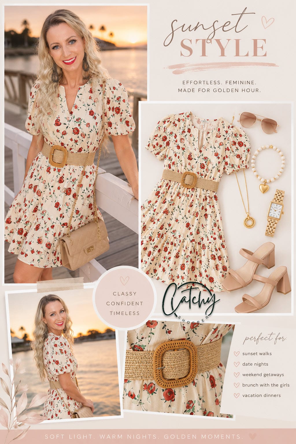 feminine summer dress, neutral vacation style, Amazon fashion finds, brunch outfit idea, vacation dress outfit