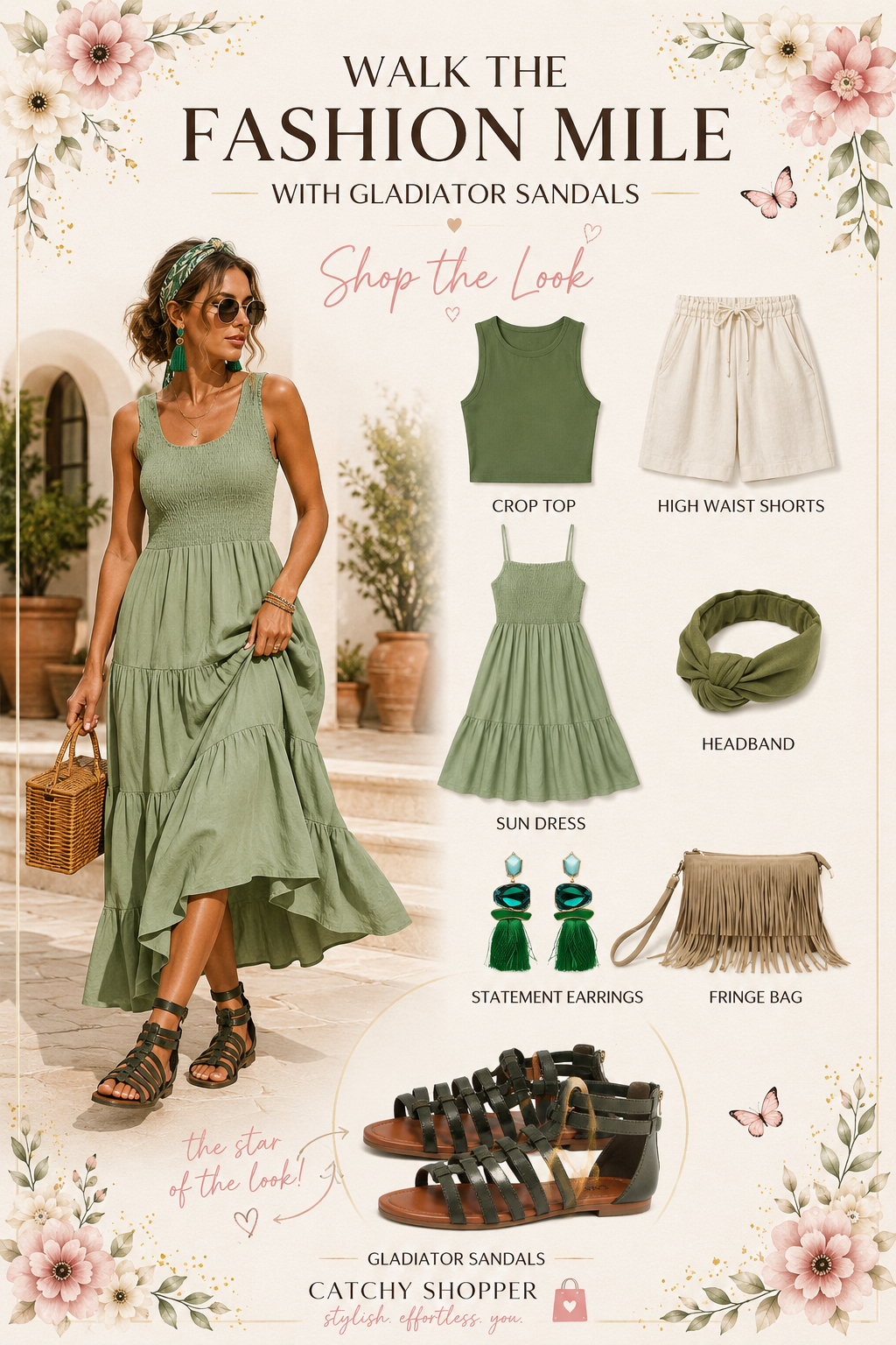outfits with gladiator sandals