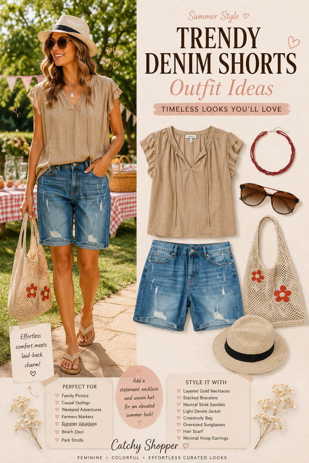 denim bermuda shorts outfit