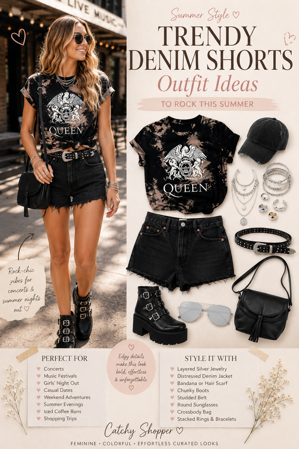 black denim shorts outfit