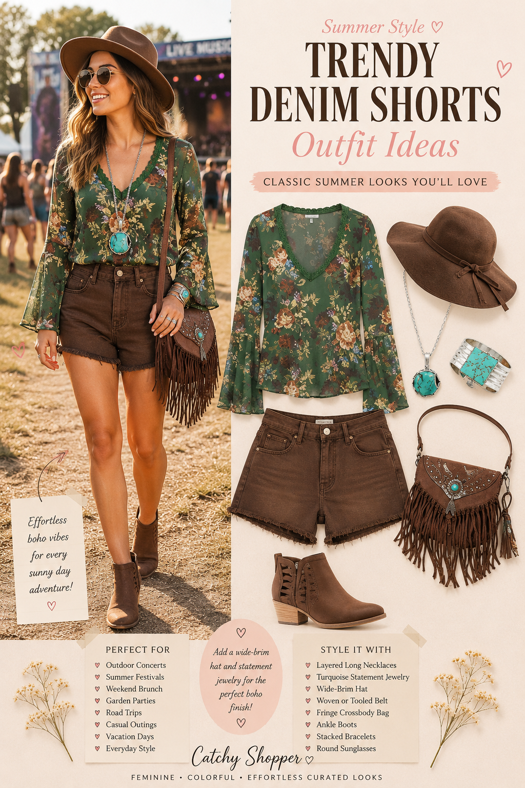 denim shorts festival outfit