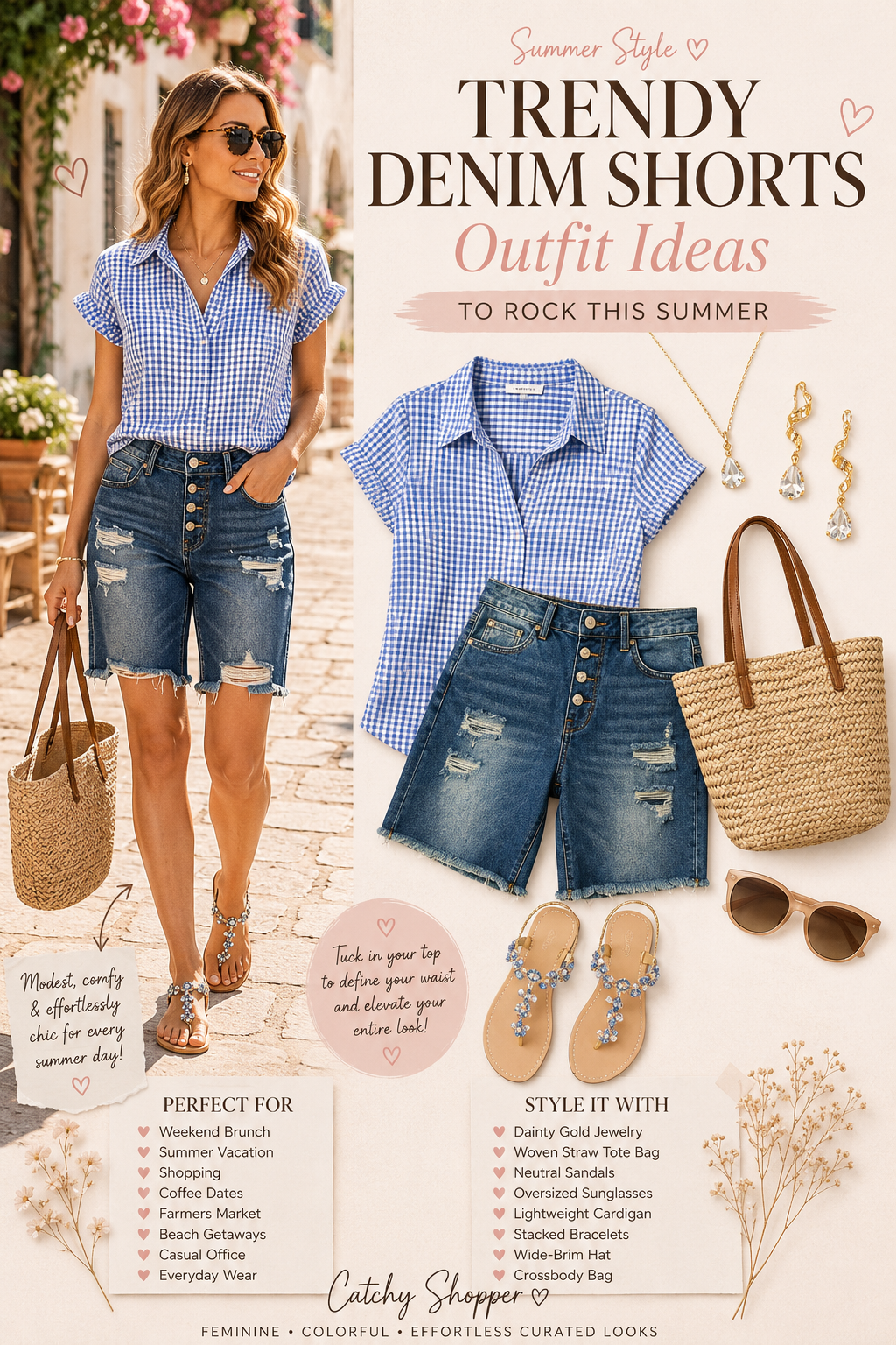 casual denim shorts outfit