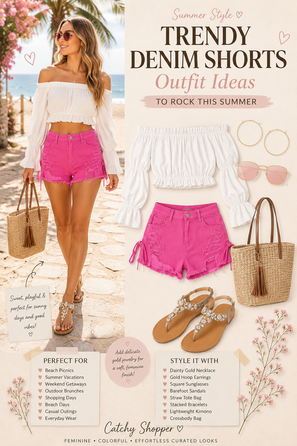 cute outfits with denim shorts